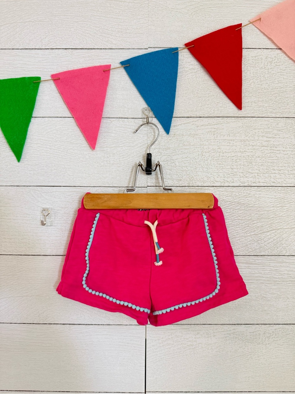 Mini Boden girls Hot Pink Shorts with Pom-Trim